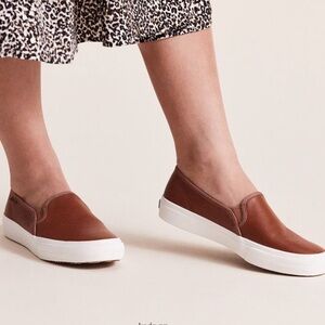 Keds Women's Double Decker Cognac Leather Slip On